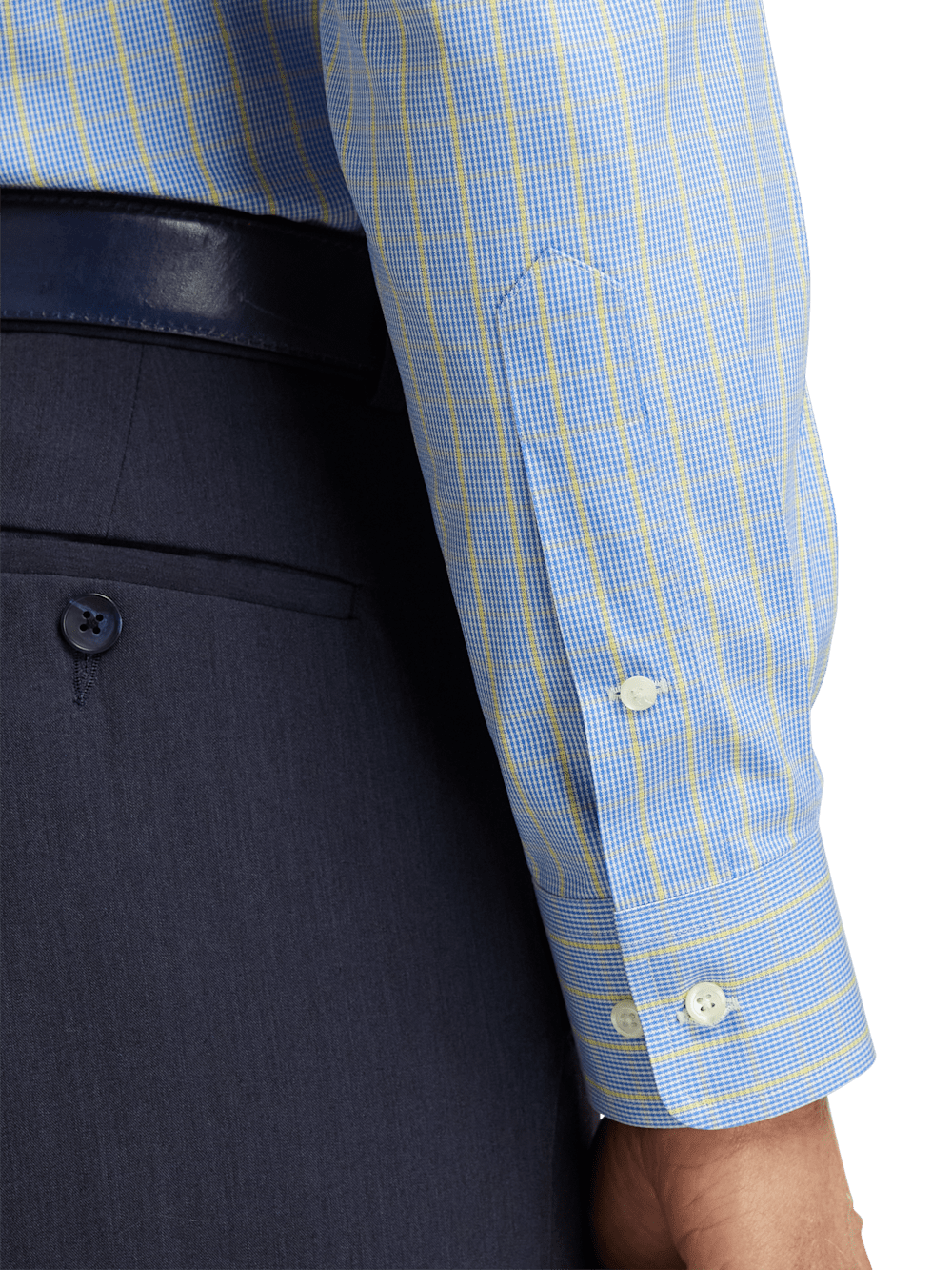 Alternate Image of Non-iron Cotton Tattersall Dress Shirt With Contrast Trim-3