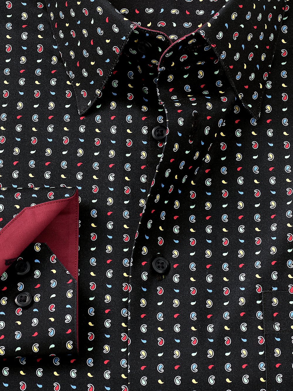 Alternate Image of Non-iron Cotton Paisley Dress Shirt With Contrast Trim-1