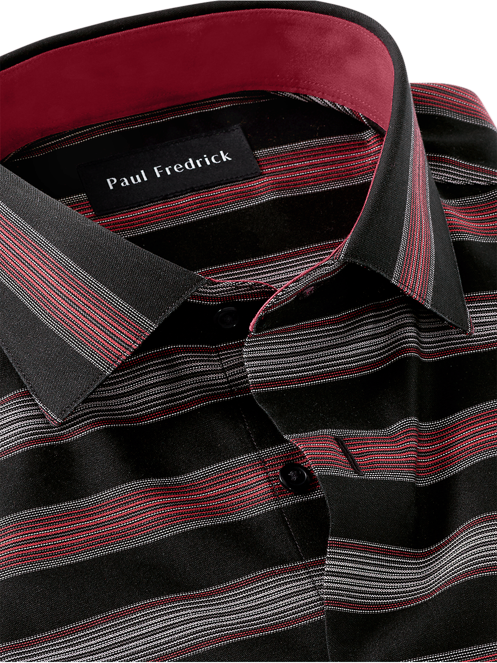 Alternate Image of Non-iron Cotton Horizontal Stripe Dress Shirt With Contrast Trim-3