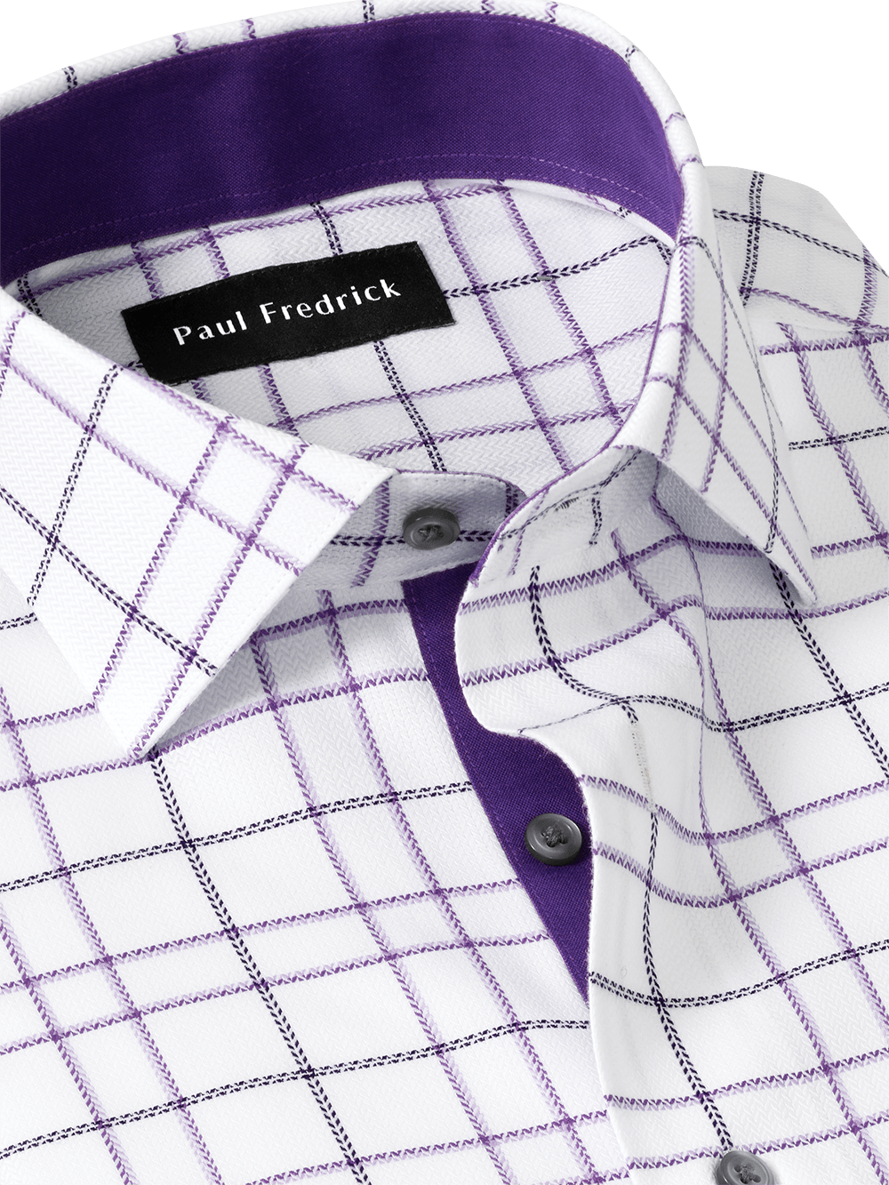 Alternate Image of Non-iron Cotton Windowpane Dress Shirt With Contrast Trim-2