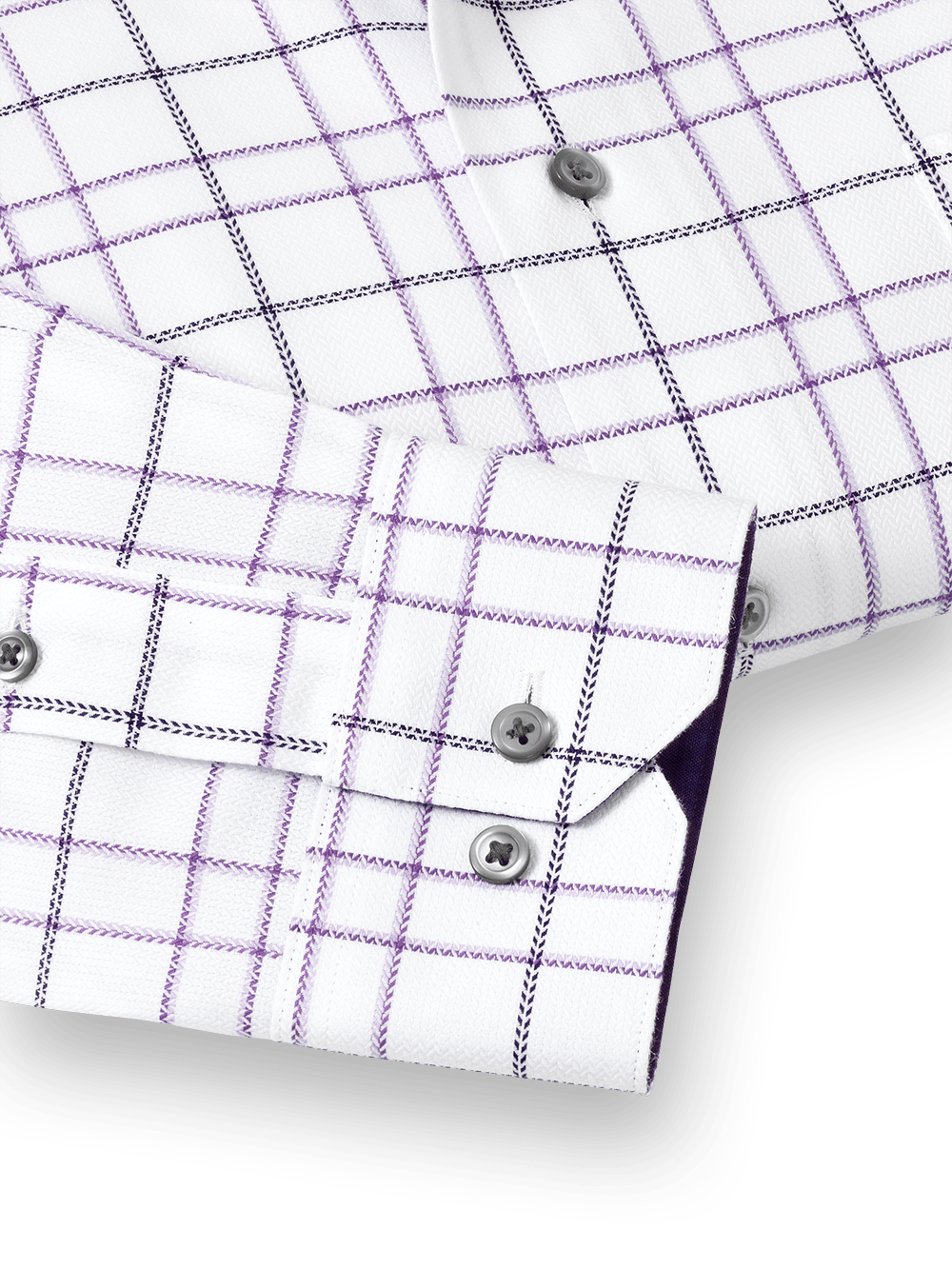 Alternate Image of Non-iron Cotton Windowpane Dress Shirt With Contrast Trim-3