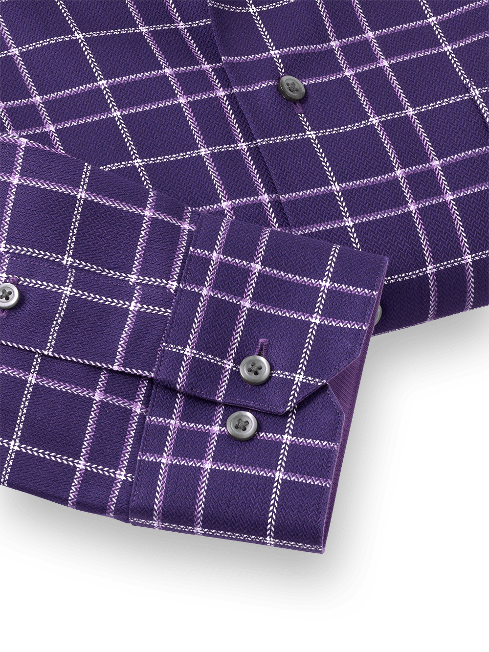Alternate Image of Non-iron Cotton Windowpane Dress Shirt With Contrast Trim-3