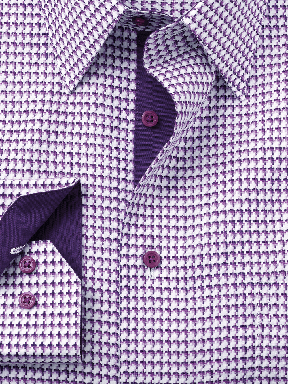 Alternate Image of Non-iron Cotton Houndstooth Dress Shirt With Contrast Trim-2