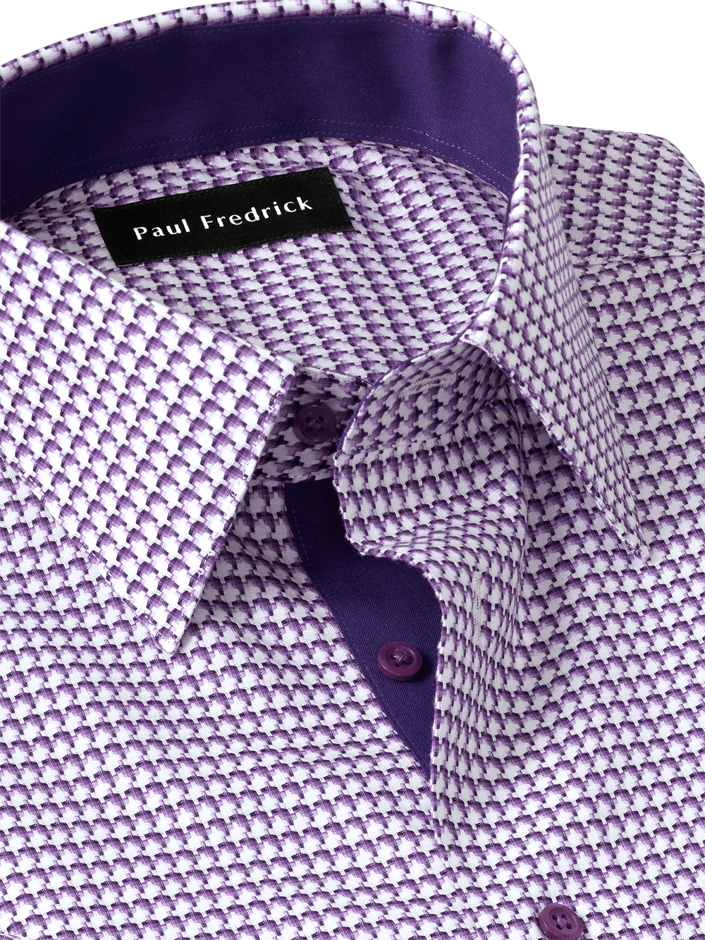 Alternate Image of Non-iron Cotton Houndstooth Dress Shirt With Contrast Trim-3