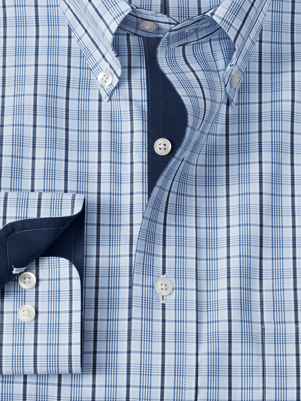 Alternate Image of Non-iron Cotton Glen Plaid Dress Shirt With Contrast Trim-1