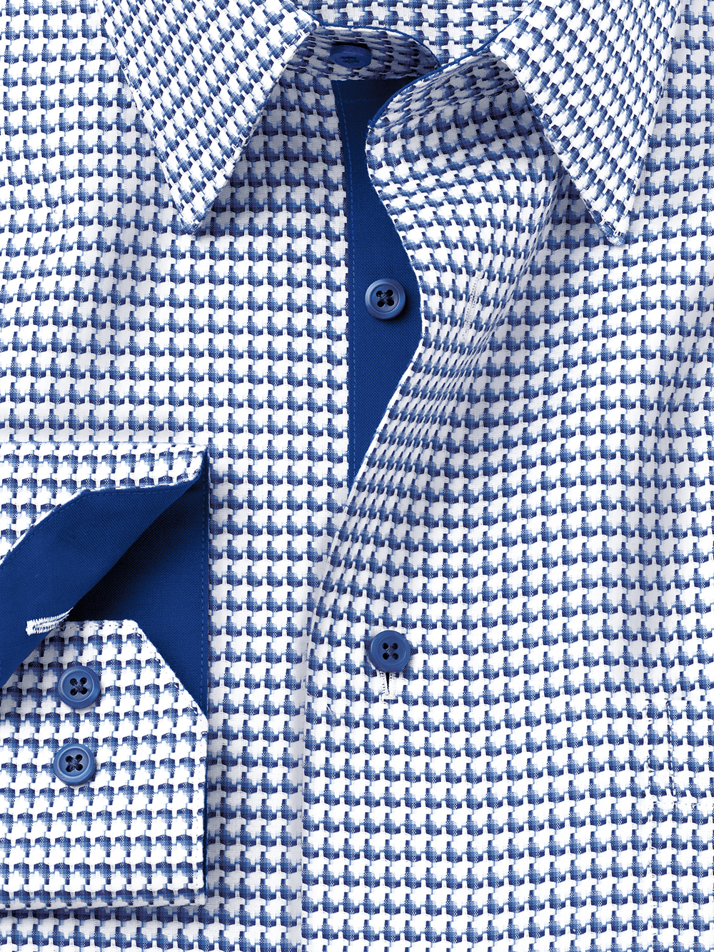 Alternate Image of Non-iron Cotton Houndstooth Dress Shirt With Contrast Trim-1