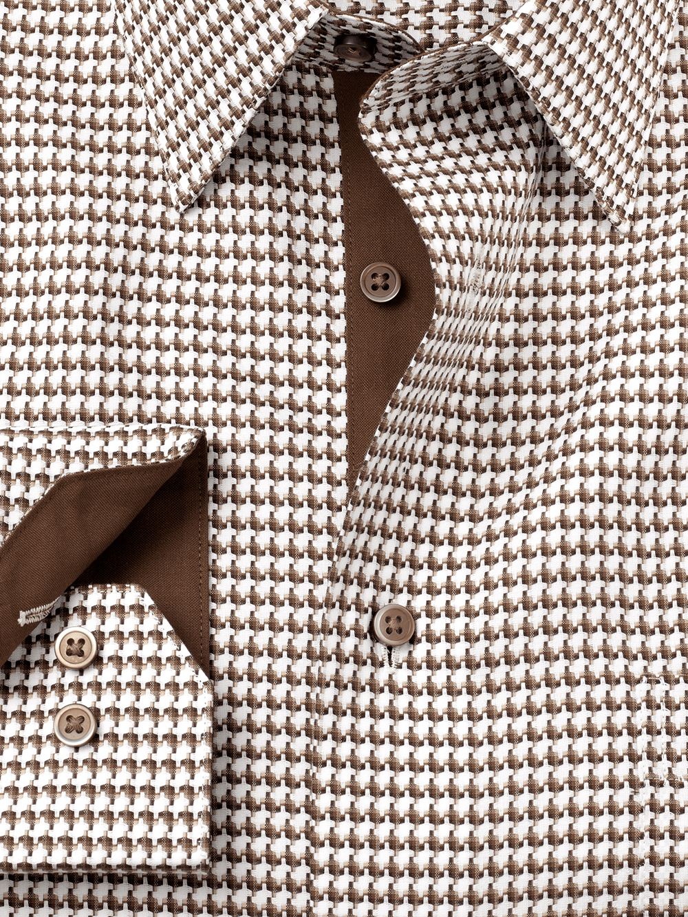 Alternate Image of Non-iron Cotton Houndstooth Dress Shirt With Contrast Trim-1