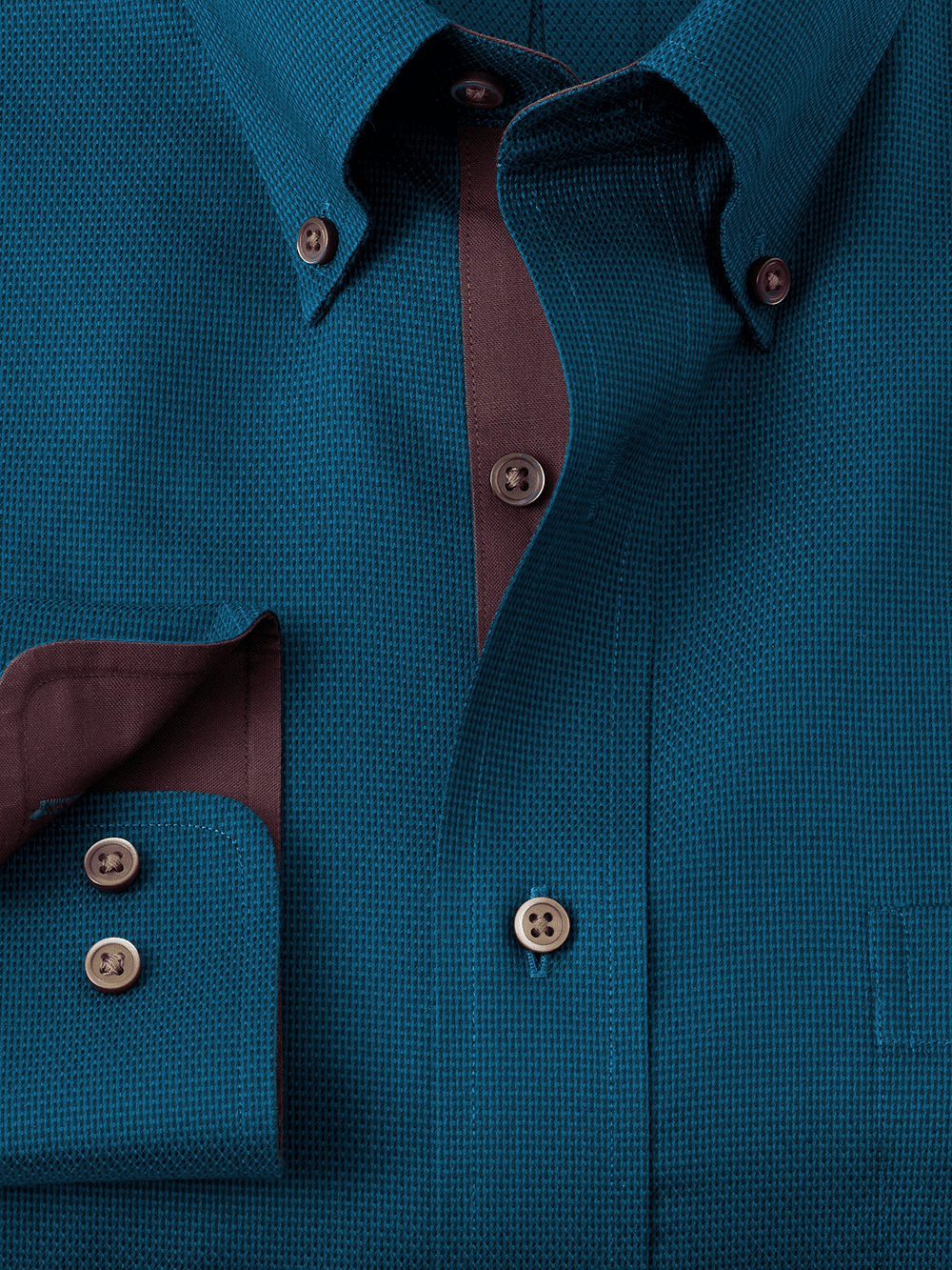 Alternate Image of Non-iron Cotton Solid Dress Shirt With Contrast Trim-1