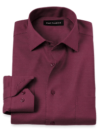 Non-Iron Cotton Dot Dress Shirt - Burgundy