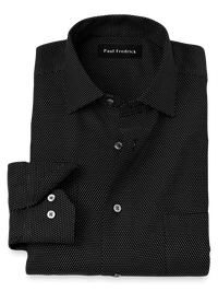 Non-Iron Cotton Dot Dress Shirt - Black