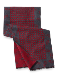 Paisley Check Brushed Silk Scarf - Red/grey