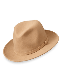 Wool Fedora With Grosgrain Ribbon - Sand