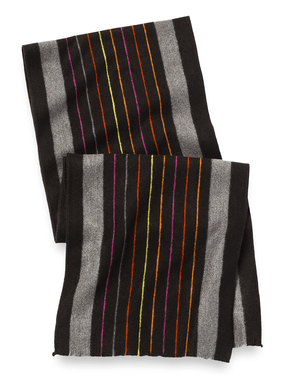 Product Image of Stripe Brushed Silk Scarf-Black Multi