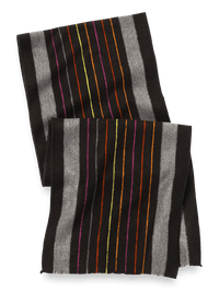 Stripe Brushed Silk Scarf - Black Multi