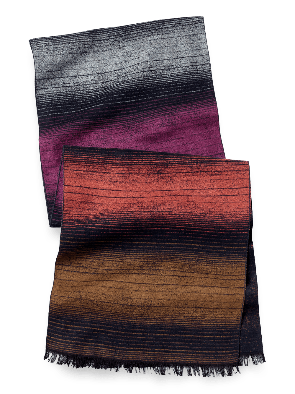 Product Image of Bold Stripe Brushed Silk Scarf-Rust Multi
