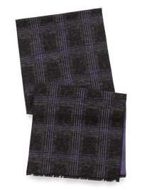 Windowpane Brushed Silk Scarf - Purple/black