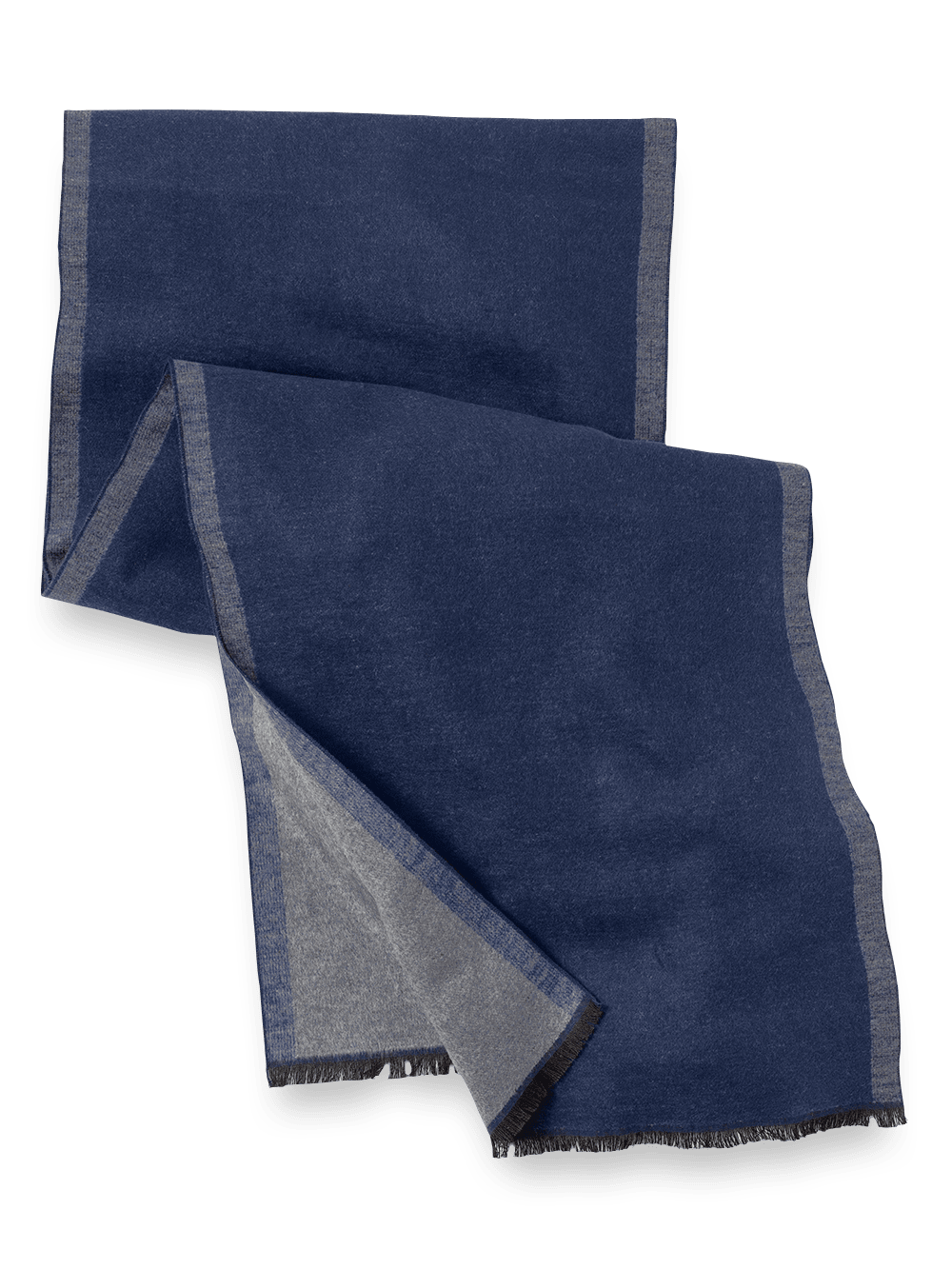 Product Image of Solid Reversible Brushed Silk Scarf-Navy/Grey