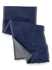 Solid Reversible Brushed Silk Scarf - Navy/grey