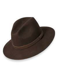 Wool Fedora With Leather Band - Brown