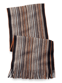 Stripe Wool Scarf - Brown Multi