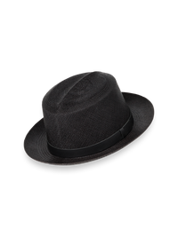 Panama Fedora With Leather Band - Black