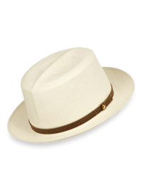 Panama Fedora With Leather Band - Bone