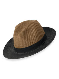 Straw Blend Fedora With Ribbon Band - Brown/black