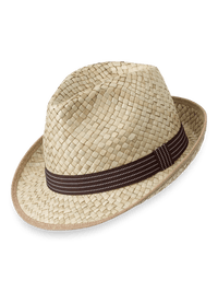 Straw Fedora With Ribbon Band - Dark Natural