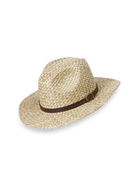 Straw Fedora With Leather Band - Natural