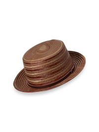 Panama Straw Fedora With Leather Band - Brown Multi