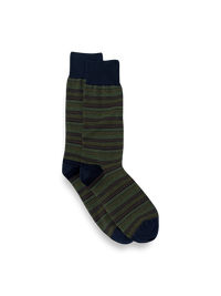 Stripe Cotton Blend Sock - Green Multi