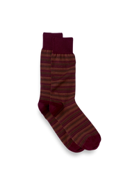 Stripe Cotton Blend Sock - Burgundy Multi