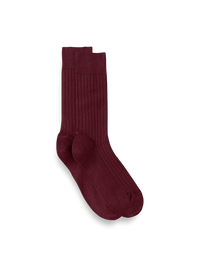 Solid Rib With Contrast Cotton Blend Sock - Wine/blue