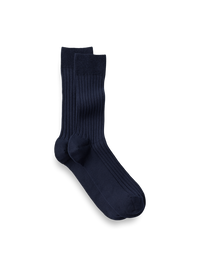 Solid Rib Cotton Blend Sock - Navy