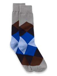 Argyle Cotton Blend Sock - Grey Multi