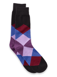 Argyle Cotton Blend Sock - Purple Multi