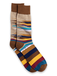 Brush Strokes Cotton Blend Sock - Brown Multi