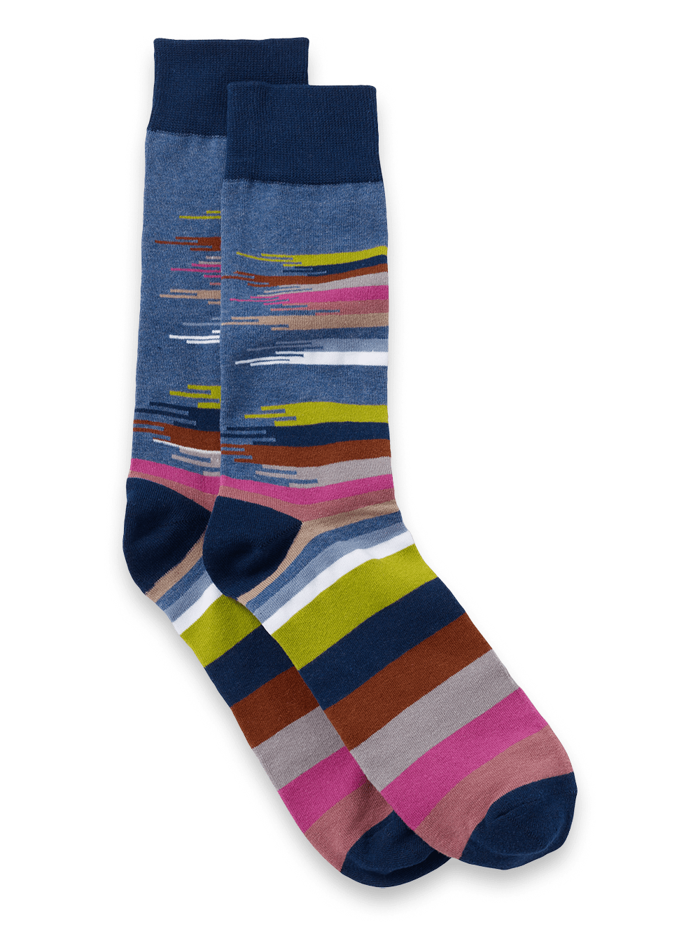 Product Image of Brush Strokes Cotton Blend Sock-Blue Multi