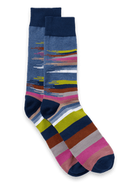 Brush Strokes Cotton Blend Sock - Blue Multi