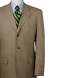 100% Wool Three-Button Travel Blazer - British Tan