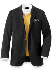 Tailored Fit Wool Travel Blazer - Black