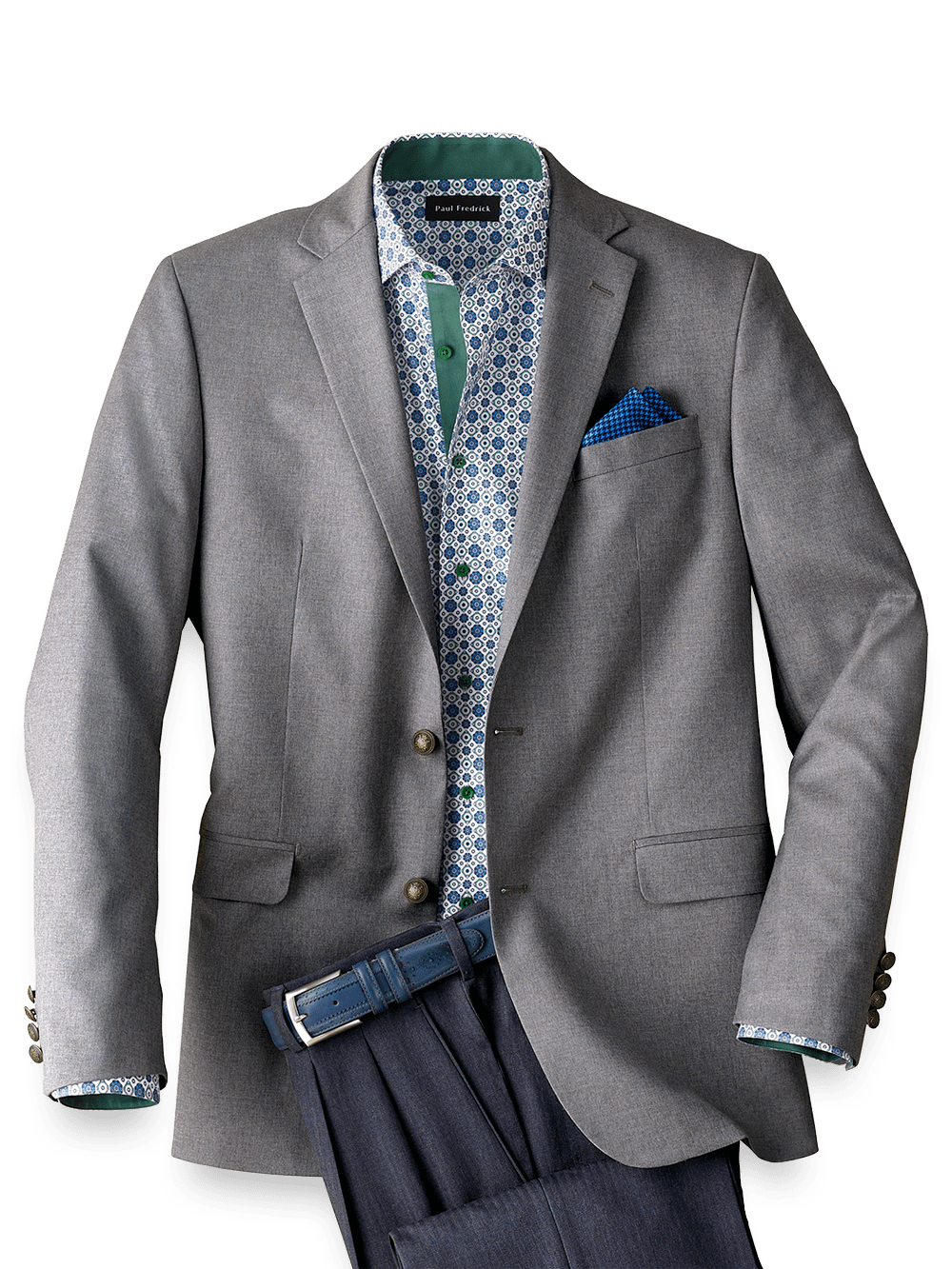 Product Image of Tailored Fit Wool Travel Blazer-Pearl Grey
