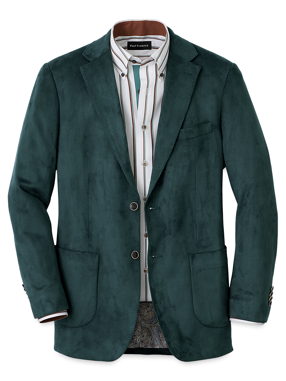Product Image of Microsuede Single Breasted Notch Lapel Sport Coat-Dark Green
