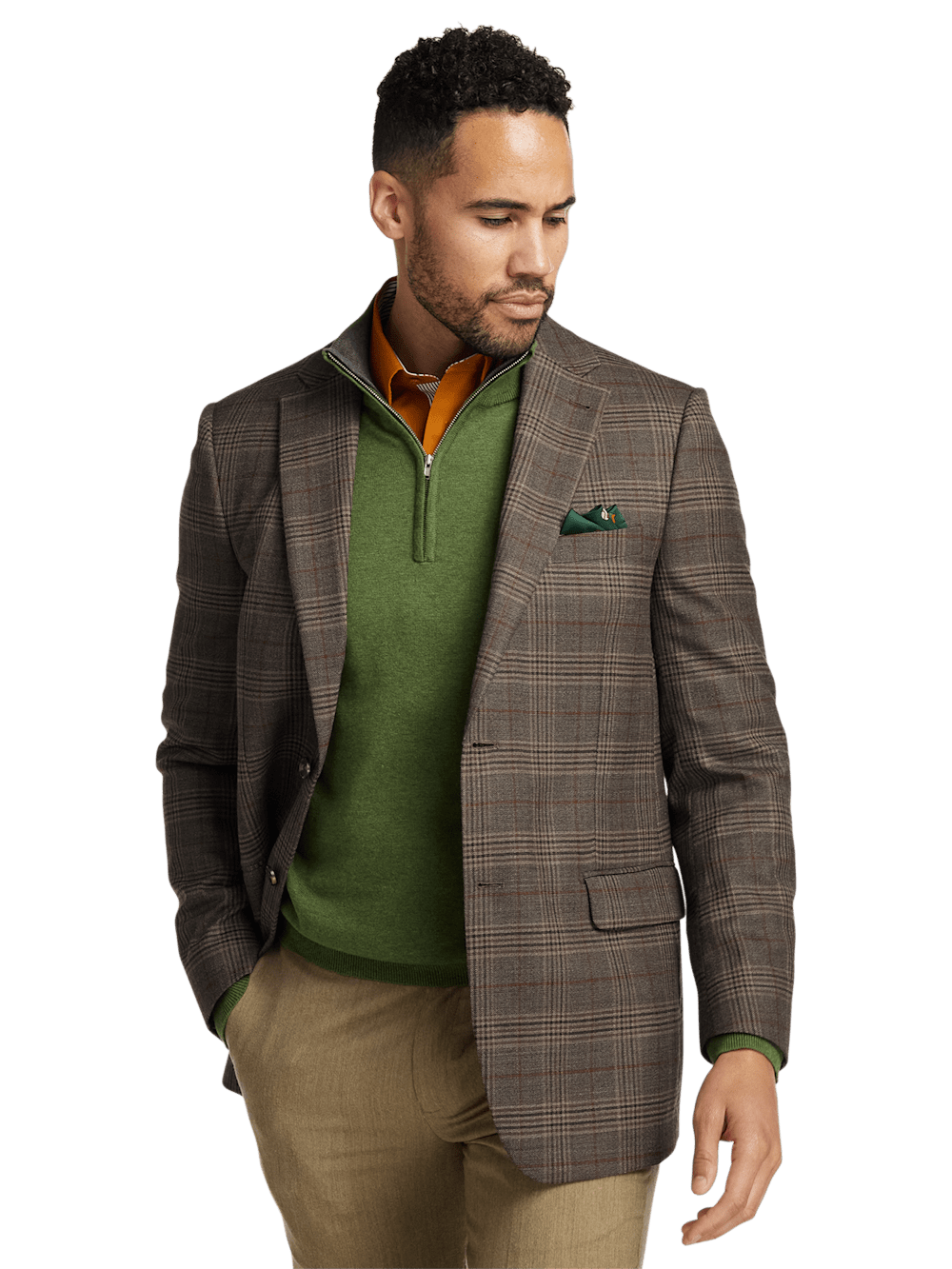 Alternate Image of Wool Plaid Single Breasted Notch Lapel Sport Coat-1