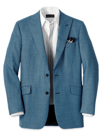 Wool Houndstooth Single Breasted Peak Lapel Sport Coat - Blue/black