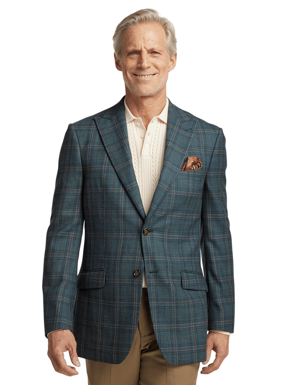 Alternate Image of Wool Plaid Single Breasted Peak Lapel Sport Coat-1