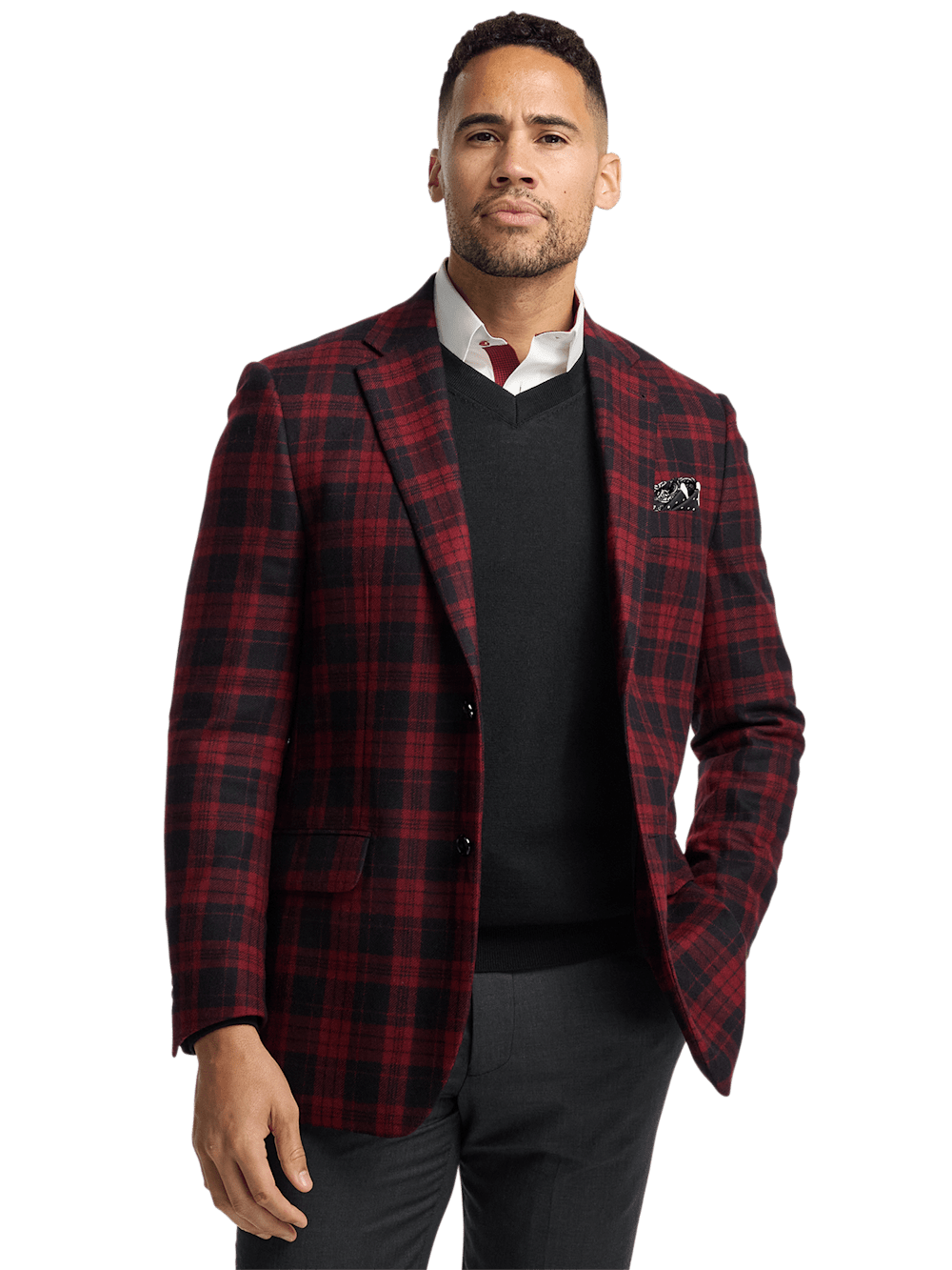 Alternate Image of Wool Plaid Single Breasted Notch Lapel Sport Coat-1