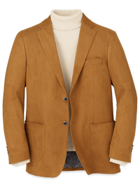 Microsuede Single Breasted Notch Lapel Sport Coat - Coffee