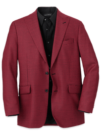 Wool Houndstooth Single Breasted Peak Lapel Sport Coat - Black/red