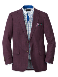 Wool Single Breasted Notch Lapel Sport Coat - Plum